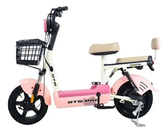 Bicicleta Elétrica Gts Super Power 500 12v Rosa-claro 32km p/hora sem cnh